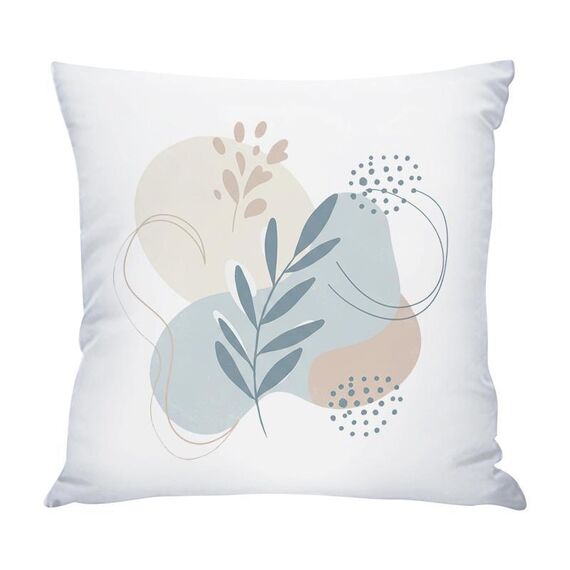 Cuscino per divano stampato con foglie fresche e stampa centrale su richiesta, dimensioni: 60x60 cm (raso lucido)