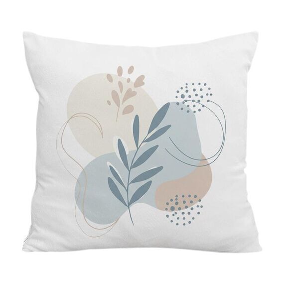 Cuscino per divano stampato con foglie fresche e stampa centrale su richiesta, dimensioni: 60x60 cm (velluto di cristallo)