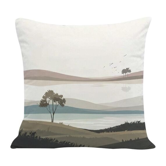 Federa per cuscino da divano con stampa di paesaggio, senza stampa centrale su richiesta, dimensioni: 45x45 cm (velluto olandese)