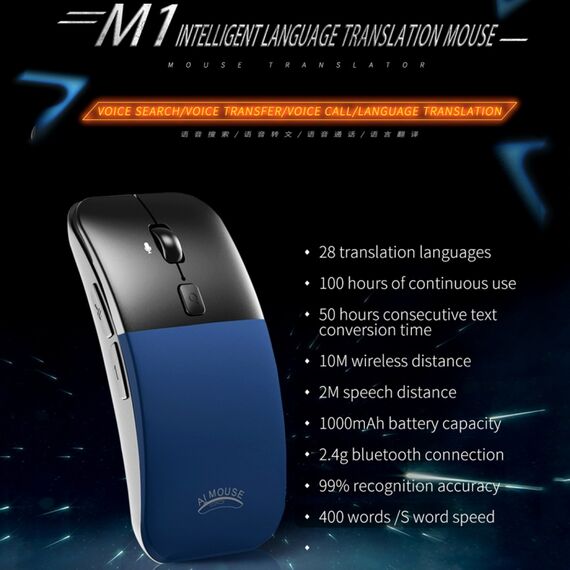 Mouse wireless per traduzione vocale intelligente Boeleo BM01 (grigio) KB6000H