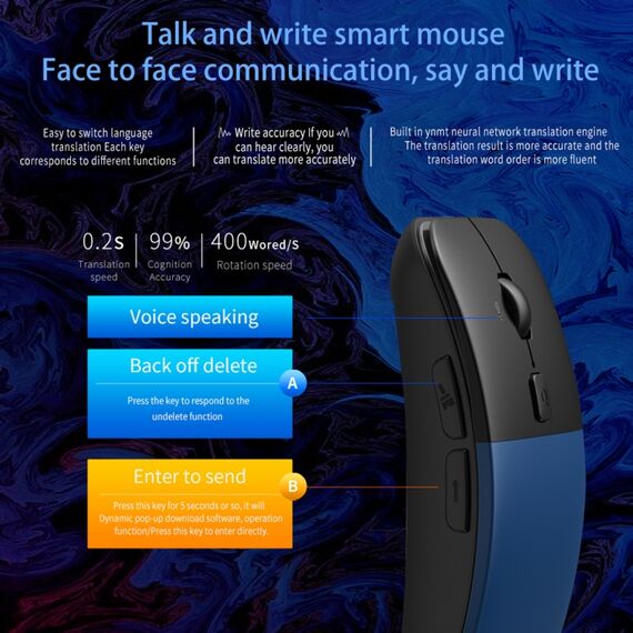 Mouse wireless per traduzione vocale intelligente Boeleo BM01 (grigio) KB6000H