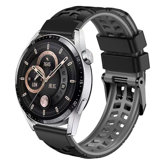 Per Huawei Watch4/4 Pro / Watch3 / 3 Pro Cinturino in silicone bicolore con foro a doppia fila da 22 mm (grigio nero)