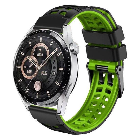 Per Huawei Watch4/4 Pro / Watch3/3 Pro Cinturino per orologio in silicone bicolore con foro a doppia fila da 22 mm (nero verde)
