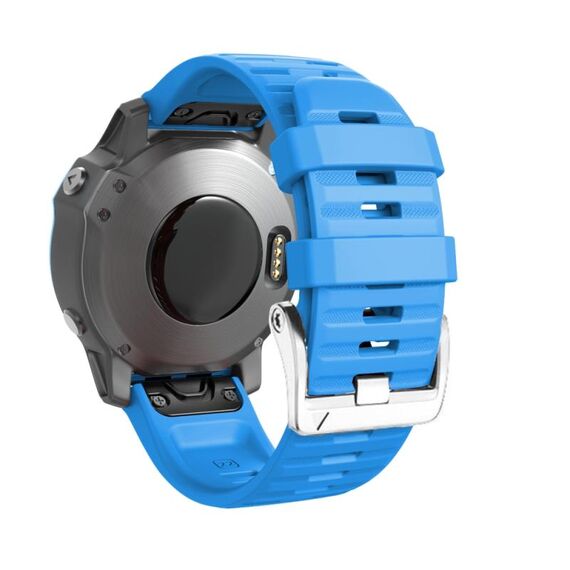 Per Garmin Forerunner 965/955/945/935 cinturino in silicone con fibbia in acciaio argento a vite (cielo blu)