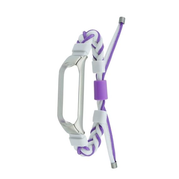 Per Xiaomi Mi Band 7 cinturino in nylon con cavo intrecciato in silicone (bianco viola)