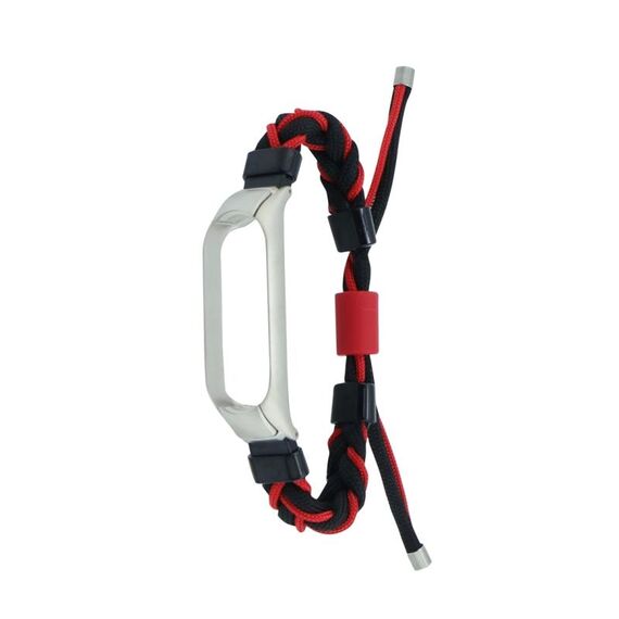 Per Xiaomi Mi Band 7 cinturino in nylon con cavo intrecciato in silicone (nero rosso)