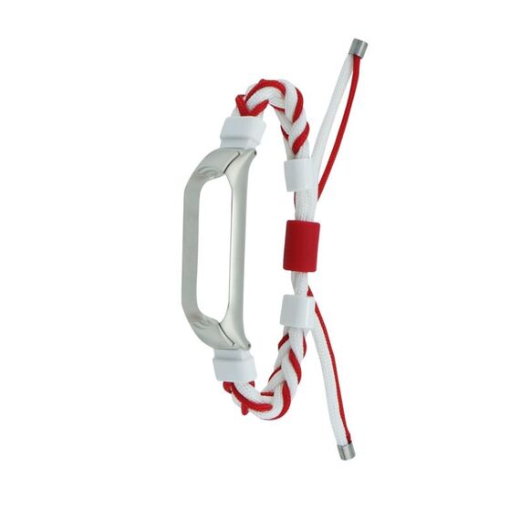 Per Xiaomi Mi Band 8 cinturino in nylon con cavo intrecciato in silicone (bianco rosso)