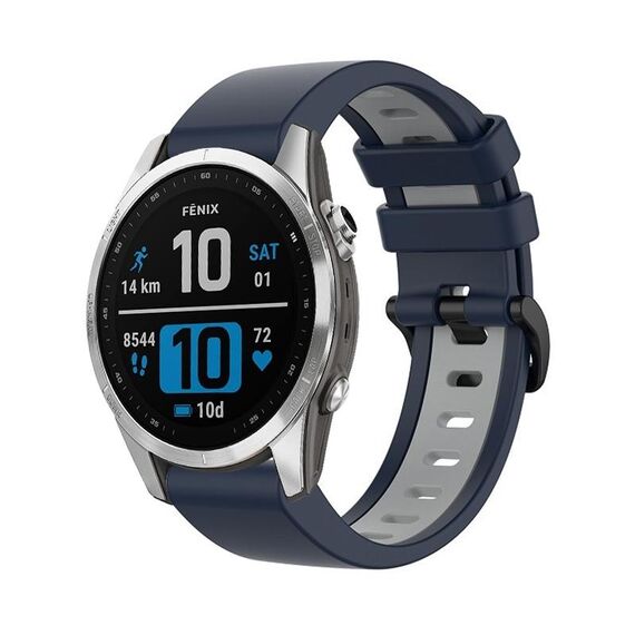 Per Garmin Epix Pro 47mm Cinturino sportivo in silicone bicolore (blu scuro + grigio)