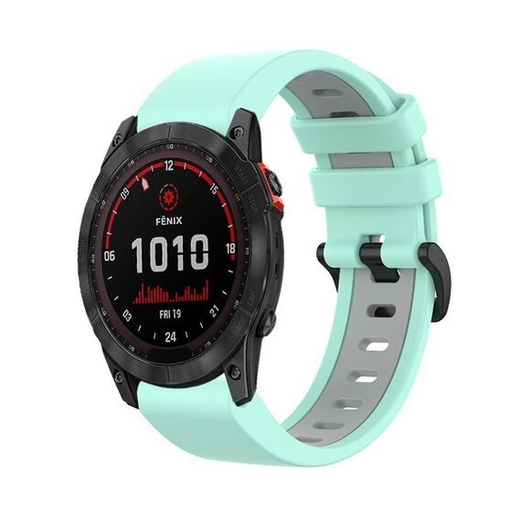 Per cinturino sportivo in silicone bicolore Garmin Enduro 2 (verde acqua + grigio)
