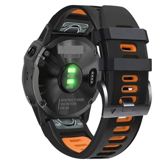 Per Garmin Instinct 2X Solar Sports cinturino in silicone bicolore (nero + arancione)
