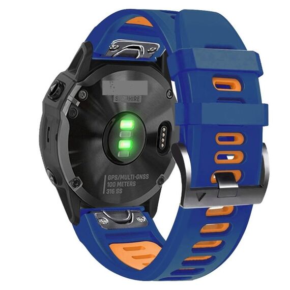 Per Garmin Instinct 2X Solar Sports cinturino in silicone bicolore (blu notte + arancione)