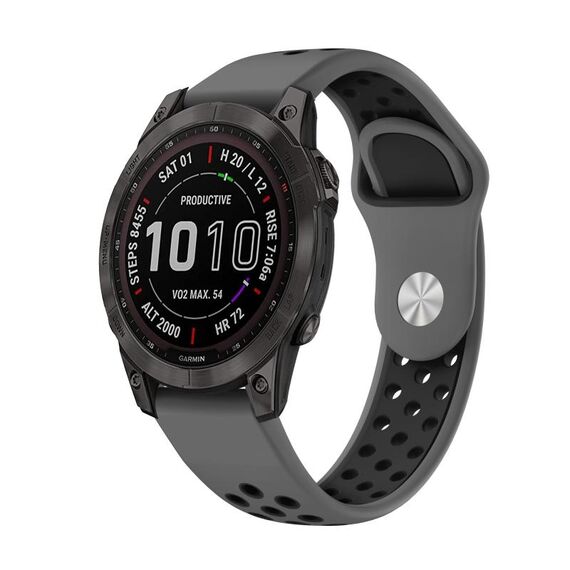 Per cinturino sportivo in silicone traspirante Garmin Epix Pro 47mm (grigio + nero)