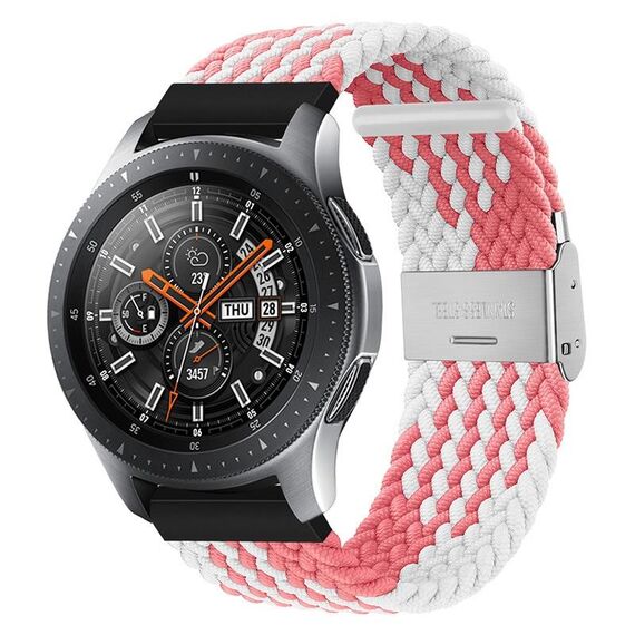 Per Huawei Watch 4/4 Pro cinturino in nylon intrecciato con fibbia in metallo (Z rosa bianco)