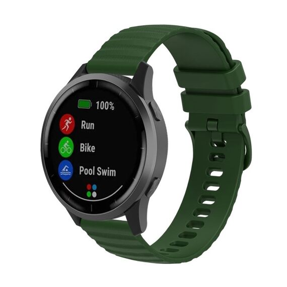 Per Huawei Watch 4/4 Pro cinturino in silicone tinta unita con motivo a pois ondulato (verde militare)