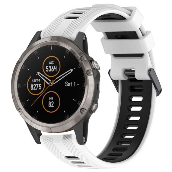 Per Garmin Fenix 5 Plus Cinturino sportivo in silicone bicolore (bianco + nero)