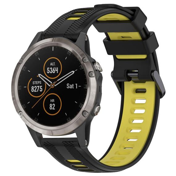 Per Garmin Fenix 5 Plus Cinturino sportivo in silicone bicolore (nero + giallo)