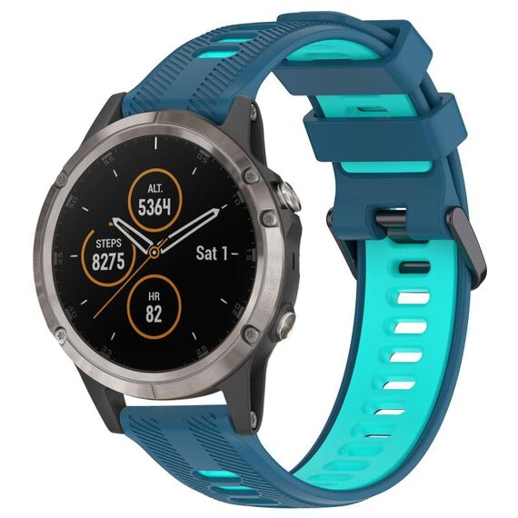 Per Garmin Fenix 5 Plus Cinturino sportivo in silicone bicolore (blu + verde acqua)