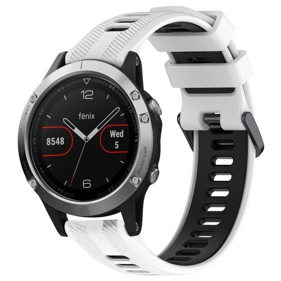 Per Garmin Fenix 5 Cinturino sportivo in silicone bicolore (bianco + nero)