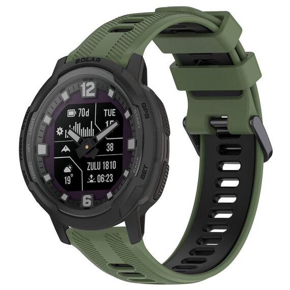 Per Garmin Instinct Crossover Sports cinturino in silicone bicolore (verde militare + nero)