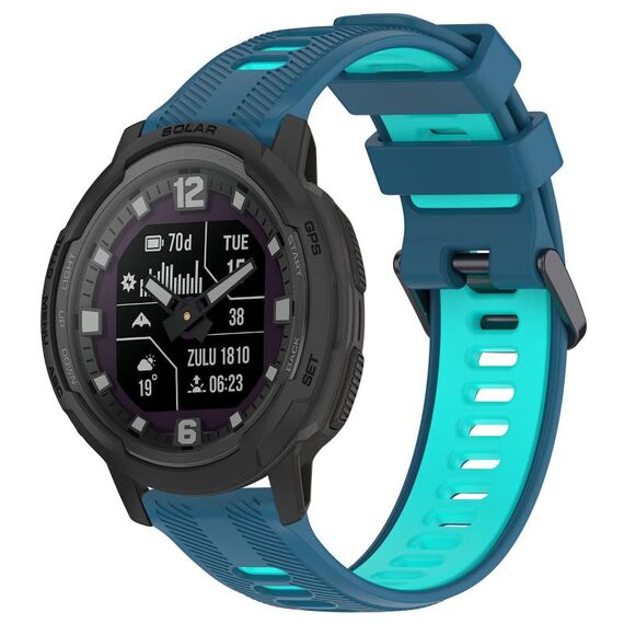 Per Garmin Instinct Crossover Sports cinturino in silicone bicolore (blu + verde acqua)