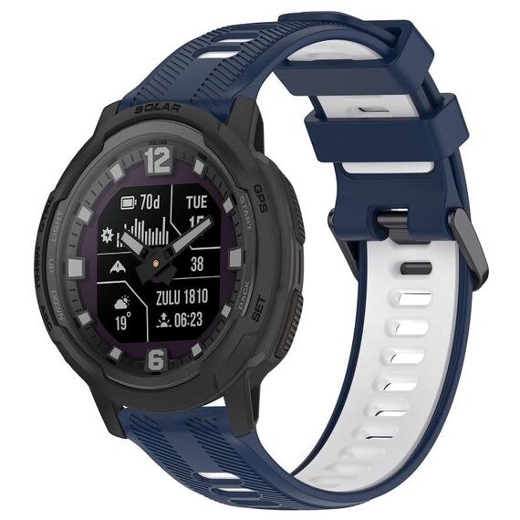 Per Garmin Instinct Crossover Sports cinturino in silicone bicolore (blu notte + bianco)