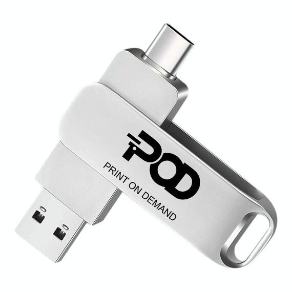 Unità flash USB rotante in metallo USB2.0 / Type-C Stampa su richiesta, memoria: 32 GB (POD)
