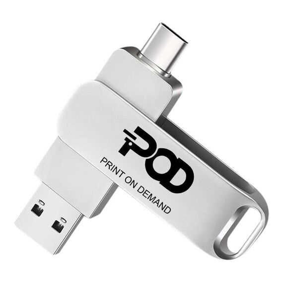 Unità flash USB rotante in metallo USB2.0 / Type-C Stampa su richiesta, memoria: 128 GB (POD)