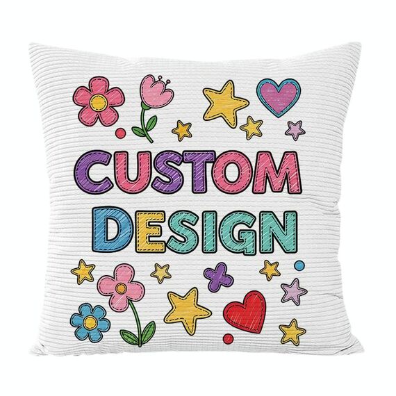Federa per cuscino da divano stampata con disegno di bambino, senza stampa centrale su richiesta, dimensioni: 35x35 cm (velluto granulare Twill)