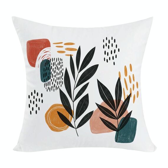 Federa per cuscino divano stampata con foglie astratte, senza stampa centrale su richiesta, dimensioni: 35x35 cm (velluto color pesca)