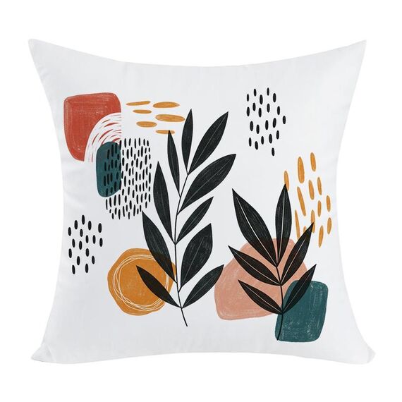 Federa per cuscino divano stampata con foglie astratte, senza stampa centrale su richiesta, dimensioni: 45x45 cm (velluto color pesca)