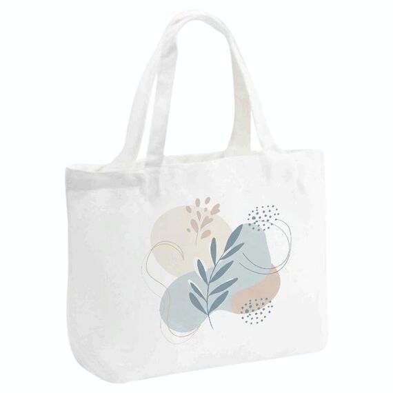 Borsa in tela stampata con foglie fresche, stampa su richiesta, dimensioni: 20x30x10 cm (bianco)