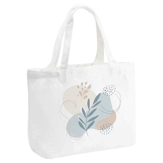 Borsa in tela stampata con foglie fresche, stampa su richiesta, dimensioni: 35x45x15 cm (bianco)