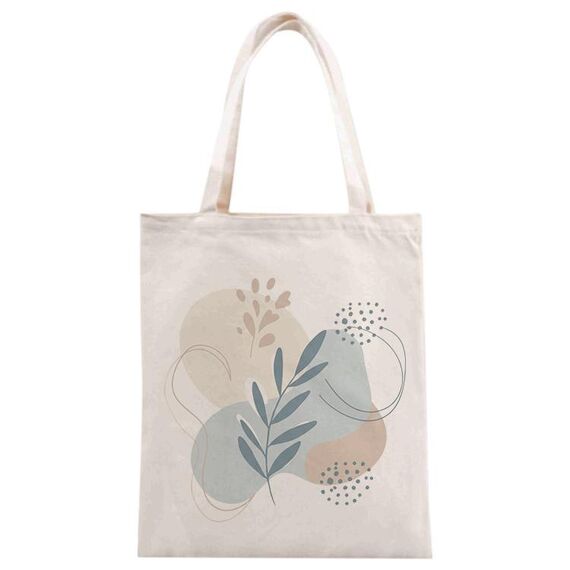 Borsa in tela stampata con foglie fresche, stampa su richiesta, dimensioni: 30x25 cm (beige)