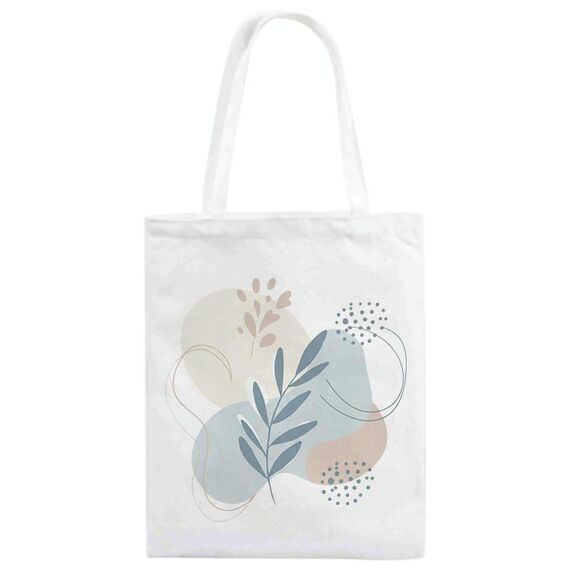 Borsa in tela stampata con foglie fresche, stampa su richiesta, dimensioni: 35x30 cm (bianco)
