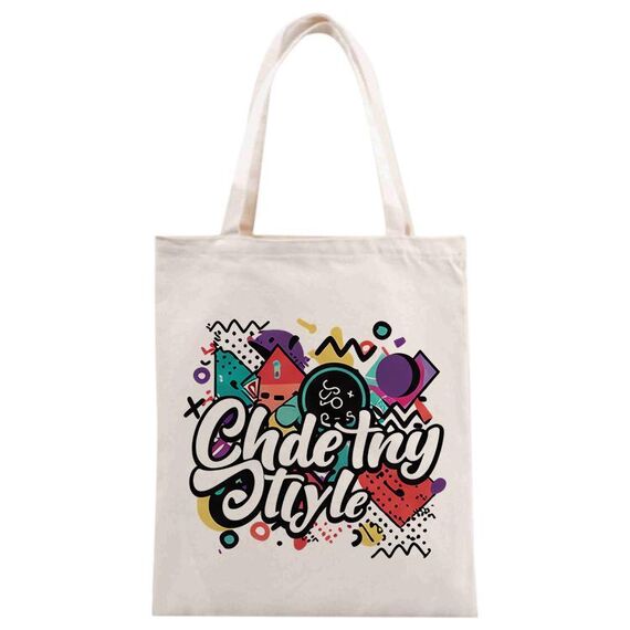 Borsa in tela stampata con graffiti, stampa su richiesta, dimensioni: 35x30 cm (beige)