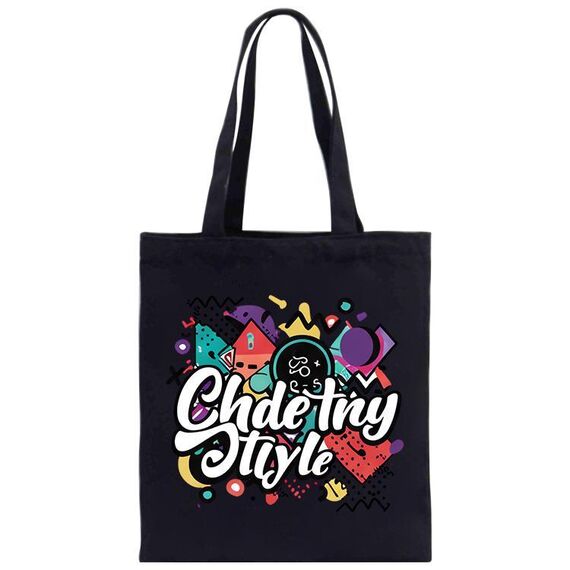 Borsa in tela stampata con graffiti, stampa su richiesta, dimensioni: 40x35 cm (nero)