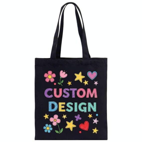 Stampa su tela con disegno di bambino, stampa su richiesta, dimensioni: 30x25 cm (nero)
