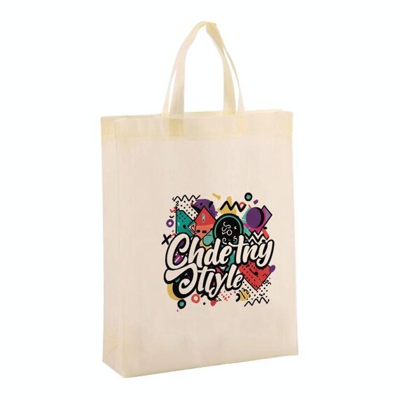 Borsa in tessuto non tessuto stampato con graffiti, stampa su richiesta, dimensioni: 35x25x10 cm (beige)