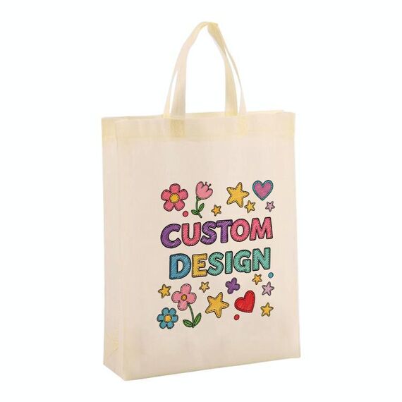 Borsa in tessuto non tessuto stampato con disegno di bambino, stampa su richiesta, dimensioni: 35x25x10 cm (beige)