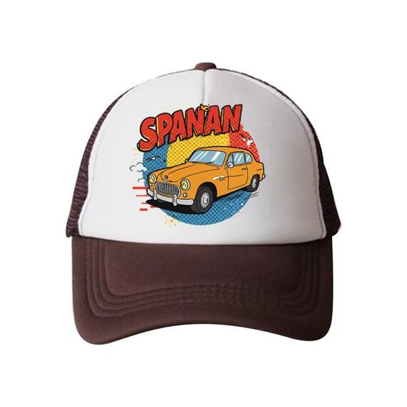 Cappello con visiera in spugna stampata per auto, stampa su richiesta (marrone)
