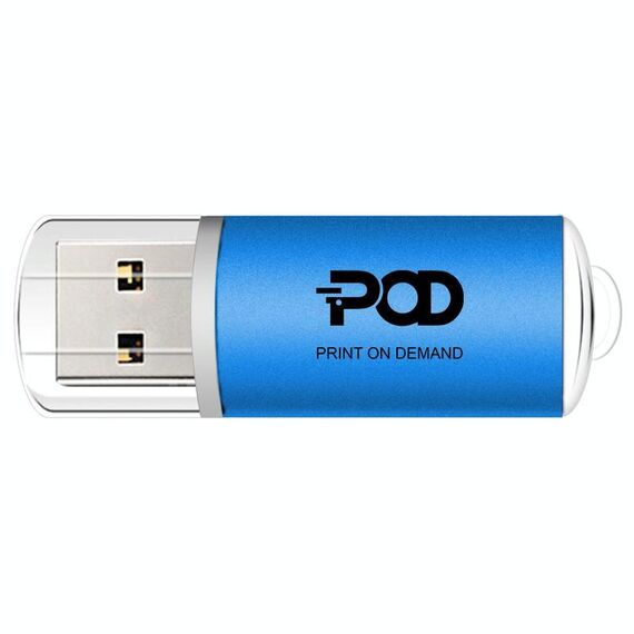POD Colorful Metal USB 2.0 Flash Drive Stampa su richiesta, Memoria: 128 GB (blu)