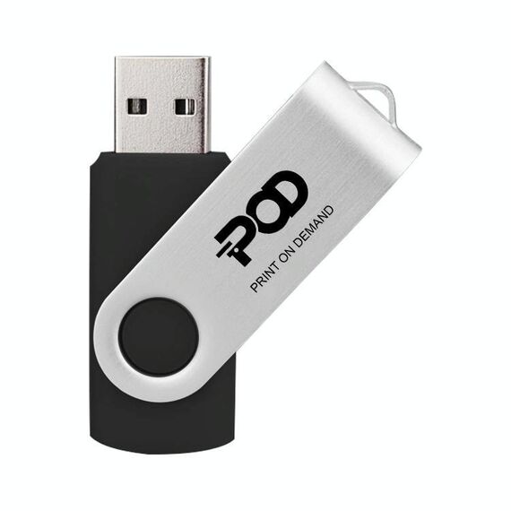 POD Colorful Metal Rotating USB 2.0 Flash Drive Stampa su richiesta, Memoria: 64 GB (Nero)