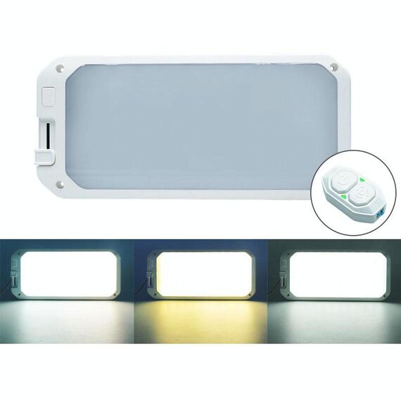 Luce per camper da 12-30 V, 198 LED, luce da tetto dimmerabile a 3 temperature di colore, colore: luce bianca gialla con telecomando
