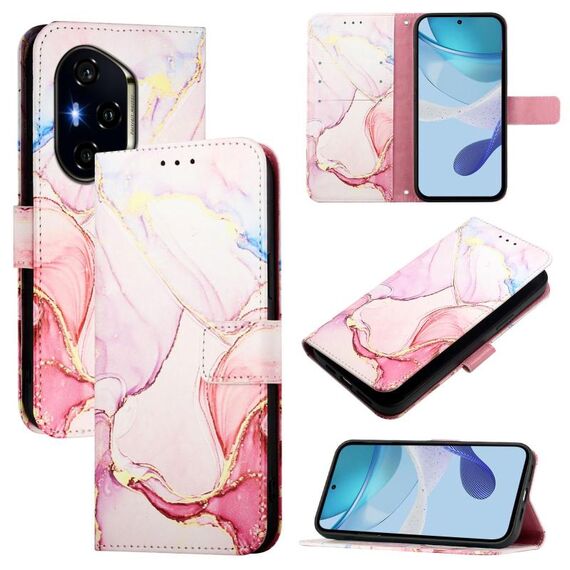 Per Honor 300 Pro / 300 Ultra PT003 Custodia in pelle con motivo in marmo (oro rosa)