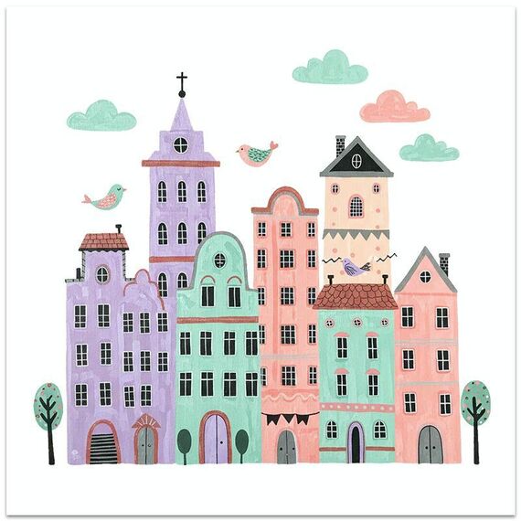 Stampa su tela decorativa con stampa a getto d'inchiostro EPSON 320g senza cornice, castello, su richiesta, dimensioni: 60x60 cm