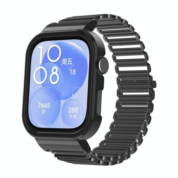 Per Huawei Watch Fit3 Cinturino per orologio con struttura in metallo a catena cava (nero)