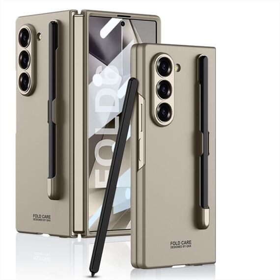 Per Samsung Galaxy Z Fold6 GKK Custodia per telefono PC ultrasottile integrata con slot per penna, penna non inclusa (grigio titanio)