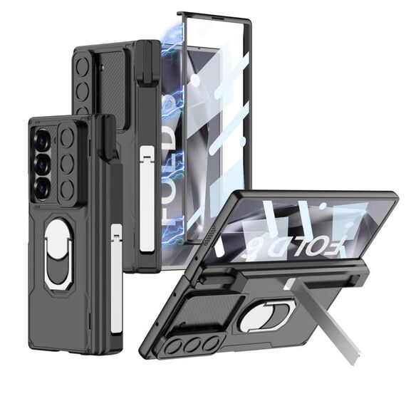 Per Samsung Galaxy Z Fold6 GKK Custodia per telefono cellulare con guscio corazzato pieghevole integrato per PC con scatola per penna (nero)