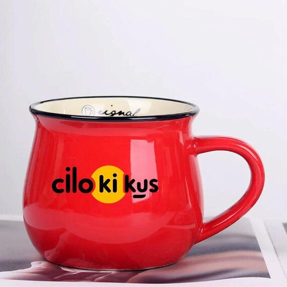 Tazza per acqua con pancia grande in ceramica stampata Cilokikus Stampa su richiesta (rosso)