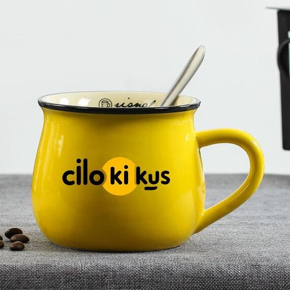 Tazza da acqua con pancia grande in ceramica stampata Cilokikus Stampa su richiesta (giallo)